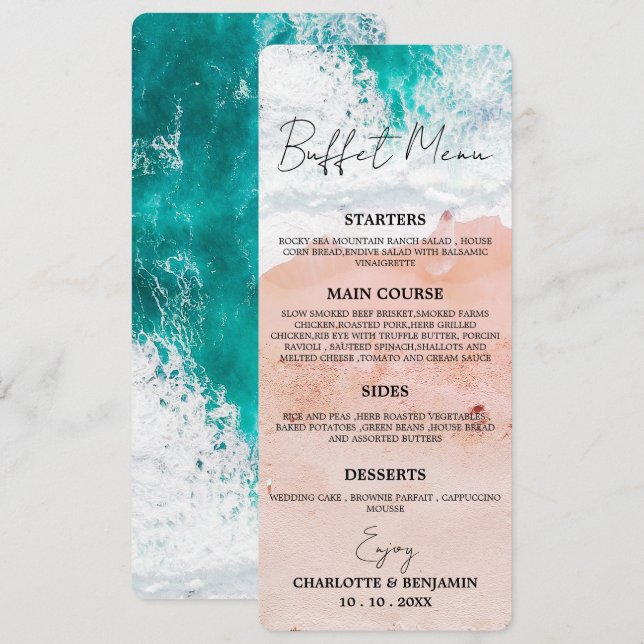 Tropical Coastal Beach Wedding Buffet Menu  (Front/Back)