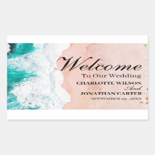 Tropical Coastal Beach wedding Welcome Bag  Rectangular Sticker