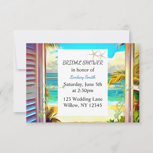 Tropical Coastal Bridal Shower Invitation (Front)