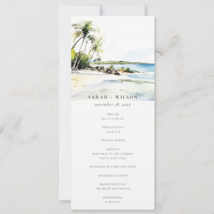 Tropical Coastal Destination Wedding Program Invitation