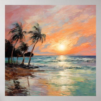 Tropical Coastal Landscape Scenery - Impressionist Poster