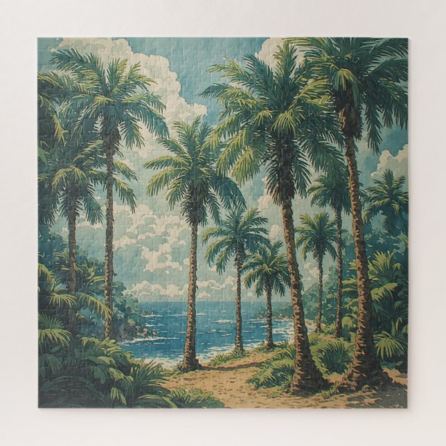 Tropical Coastal Oasis Jigsaw Puzzle (Vertical)