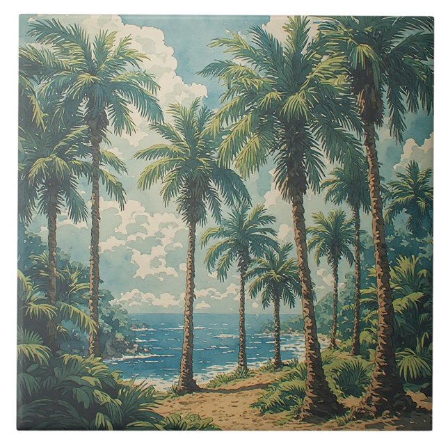 Tropical Coastal Oasis Tile (Front)