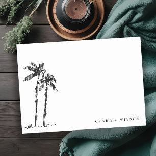 Tropical Coastal Palm Tree Sketch Wedding Card
