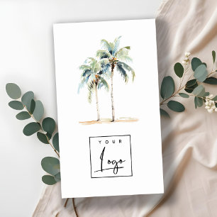 Tropical Coastal Palm Trees Watercolor Logo Business Card