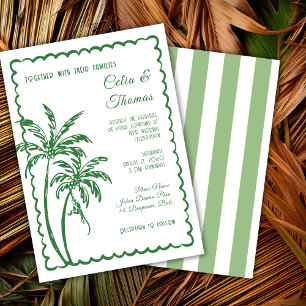 Tropical Coastal Retro Beach Destination Wedding Invitation