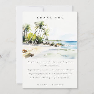 Tropical Coastal Watercolor Destination Wedding Thank You Card