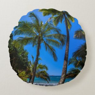 Tropical coastline 2 round cushion