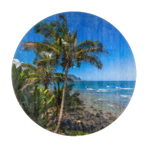 Tropical coastline cutting board