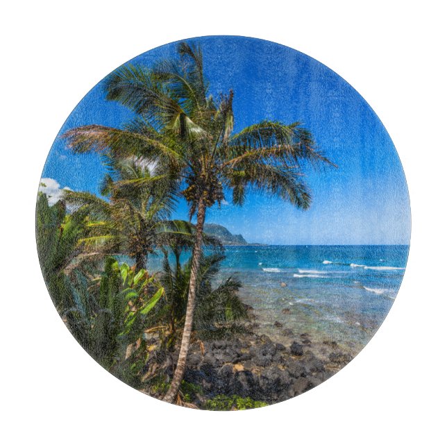 Tropical coastline cutting board (Front)