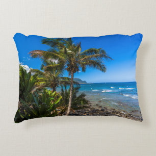 Tropical coastline decorative cushion
