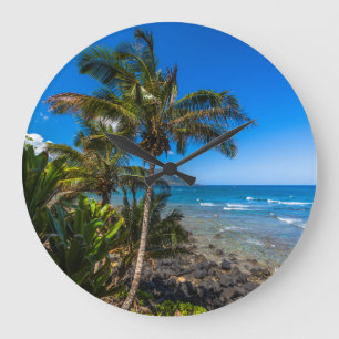 Tropical coastline large clock