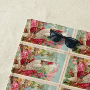 Tropical Cockatoo Cocktailing Beach Towel