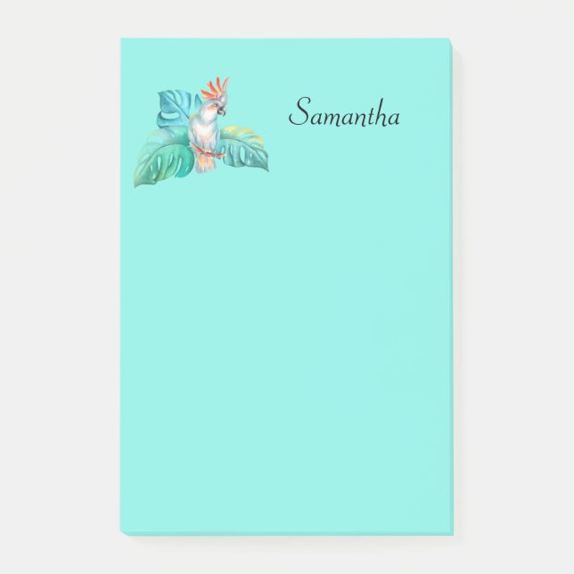 Tropical Cockatoo Parrot Personalised 4x6  Post-it Notes (Front)
