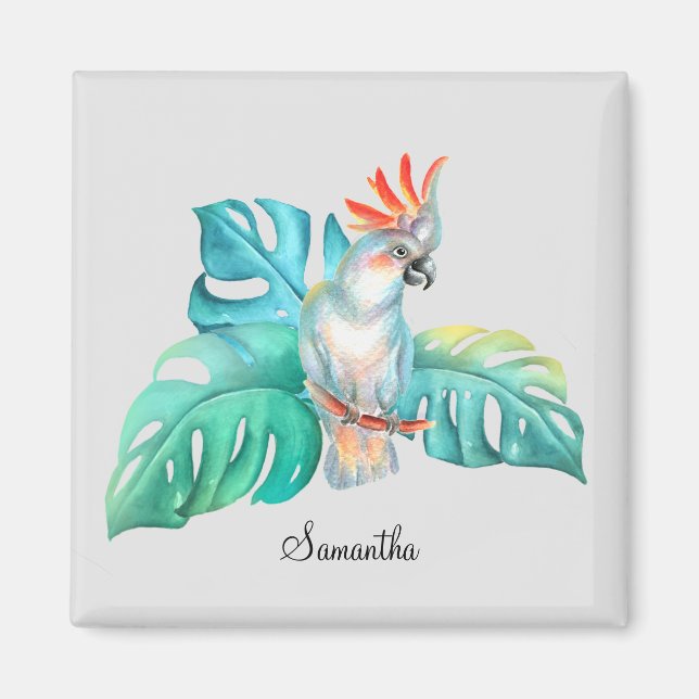 Tropical Cockatoo Parrot Personalised Magnet (Front)