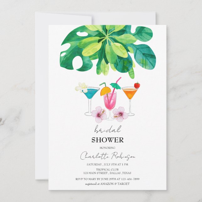 Tropical Cocktail Bridal Shower  Invitation (Front)
