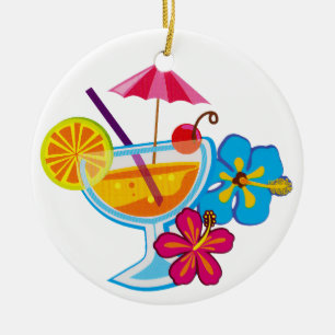 Tropical Cocktail Ceramic Tree Decoration