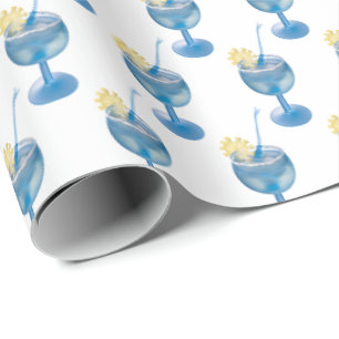 tropical cocktail drink wrapping paper