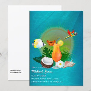 Tropical Cocktail Graduation Party Invitation
