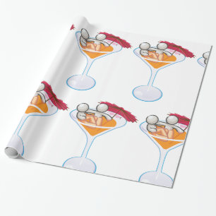 Tropical Cocktail Martini Glass Cartoon Character  Wrapping Paper