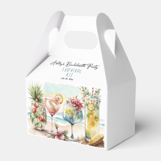 Tropical Cocktails Bachelorette Party Survival Kit Favour Box (Front Side)