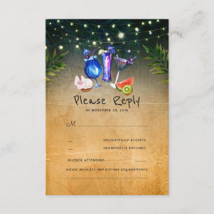 Tropical Cocktails Beach Wedding RSVP
