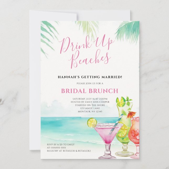 Tropical Cocktails Bridal Brunch Invitation (Front)