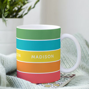 Tropical Cocktails Colour Block Personalised Name Coffee Mug
