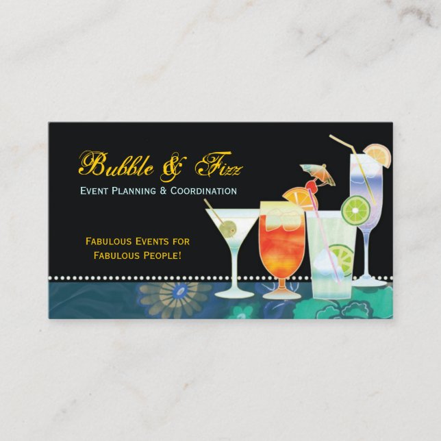 Tropical Cocktails Event Planner Business Card (Front)