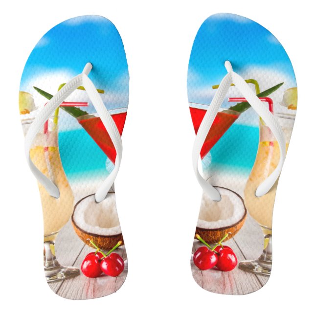 Tropical Cocktails Flip Flops Sandals (Footbed)