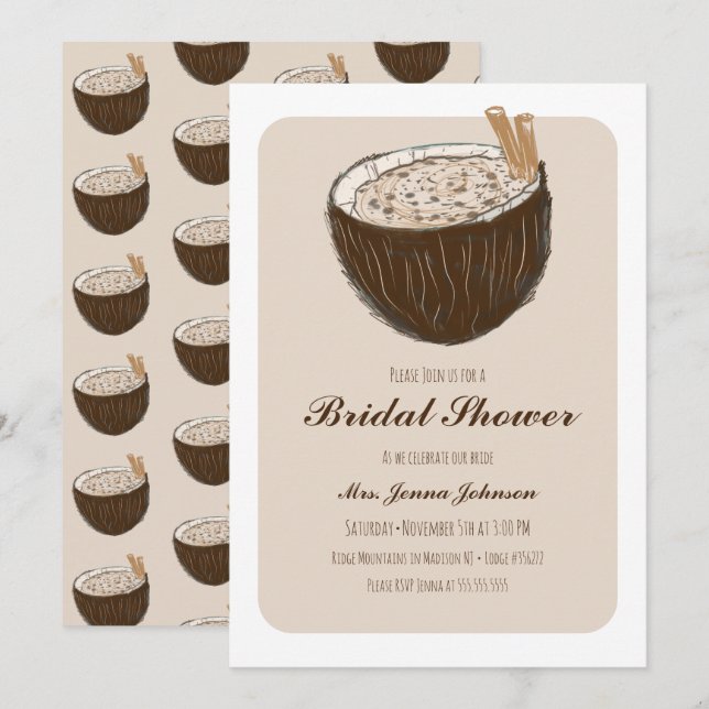 Tropical Coconut Bridal Shower Invitation (Front/Back)