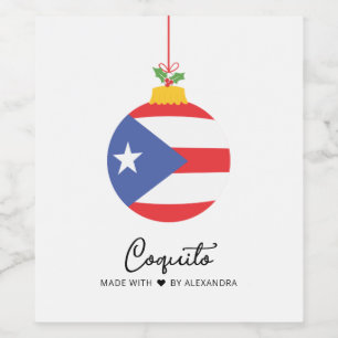 Tropical Coconut Coquito Christmas Drink Wine Label