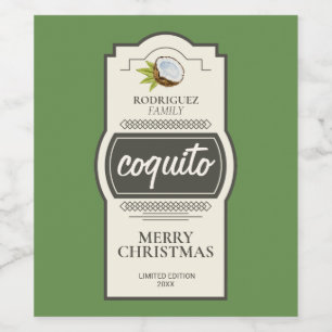 Tropical Coconut Coquito Christmas Drink Wine Label
