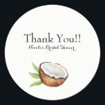 Tropical Coconut Elegant Wedding Party Favour Classic Round Sticker<br><div class="desc">Tropical Coconut Elegant Wedding Party Favour Stickers. Customise with any text you want.</div>