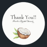 Tropical Coconut Elegant Wedding Party Favour Classic Round Sticker<br><div class="desc">Tropical Coconut Elegant Wedding Party Favour Stickers. Customise with any text you want.</div>