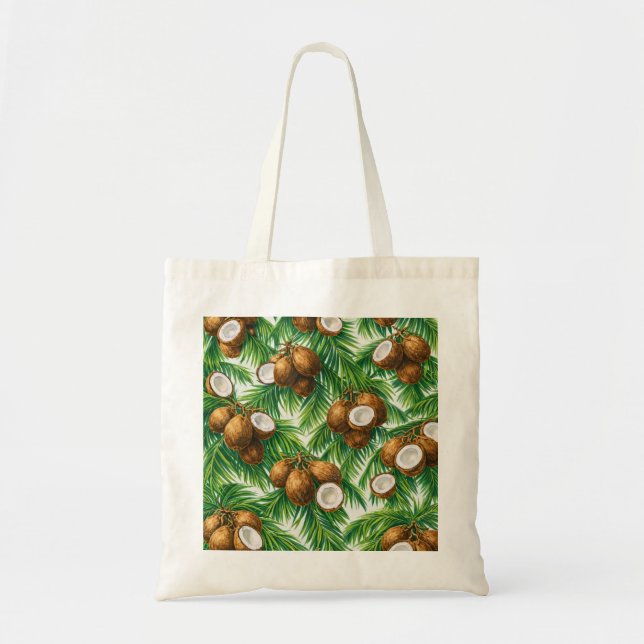 Tropical Coconut Palm Leaves Pattern Tote Bag (Front)