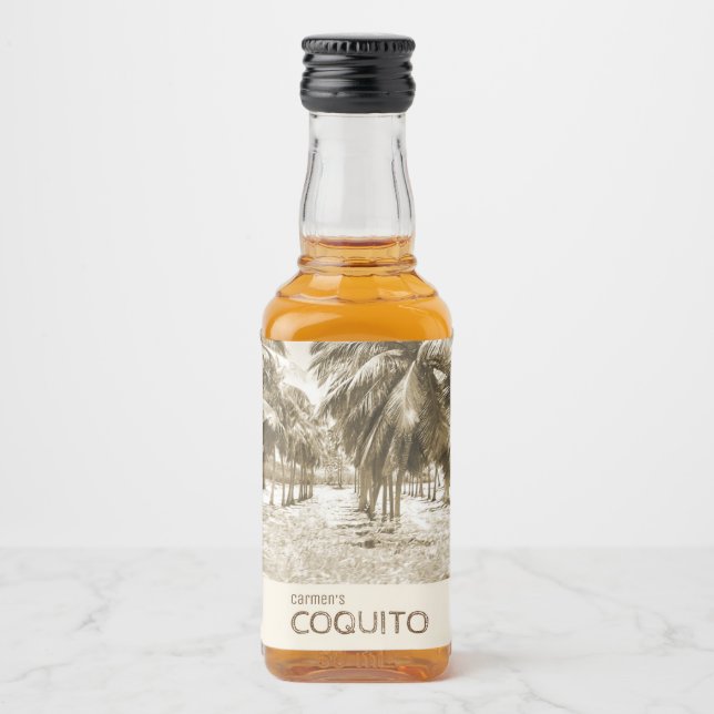 Tropical Coconut Palm Tree for Coquito Liquor Bottle Label (Front)