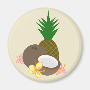 Tropical Coconut Pineapple Hibiscus Magnet