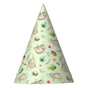 Tropical Coconut Sloth Pattern Party Hat