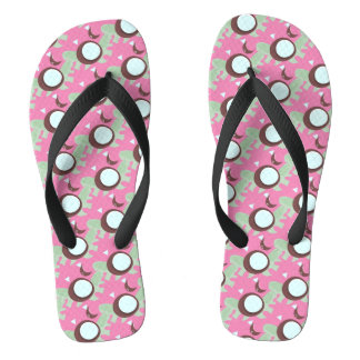 Tropical Coconuts Fruit Pattern Flip Flops