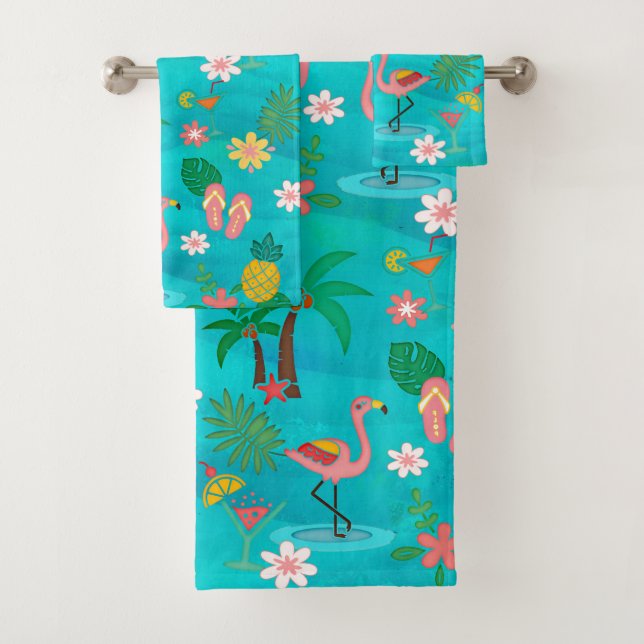 Tropical Collage Bath Towel Set (Insitu)