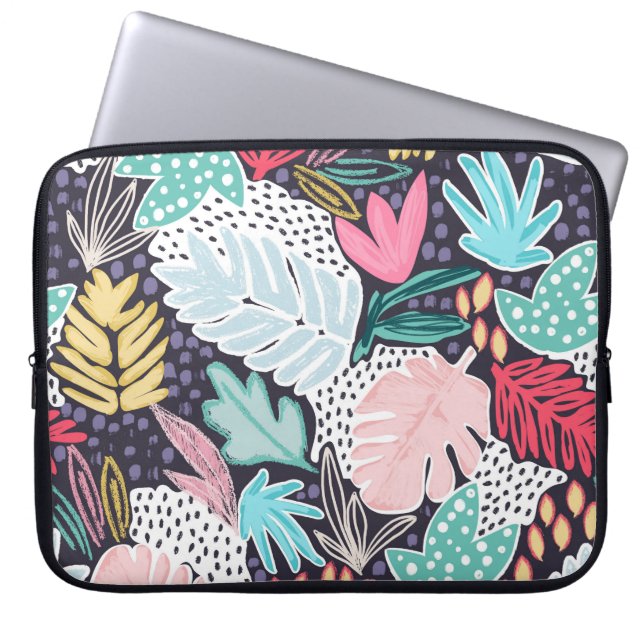 Tropical Collage Colourful Pattern Laptop Sleeve (Front)