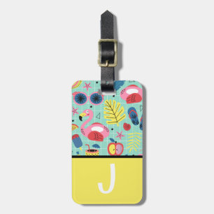 Tropical Color Block Kid's Initial Luggage Tag