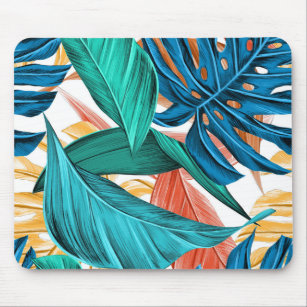 Tropical Colorful Foliage Leaves Nature Mouse Mat