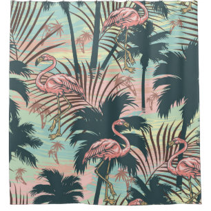 Tropical colorful seamless pattern with pi shower curtain