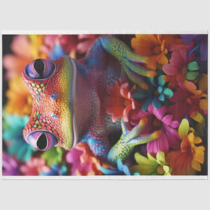 Tropical Coloured Frog & Flowers Decoupage Tissue Paper