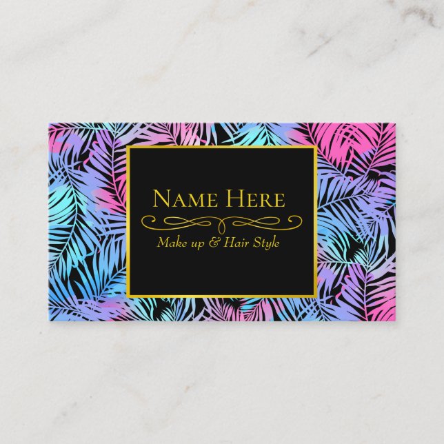 Tropical coloured palms business card (Front)
