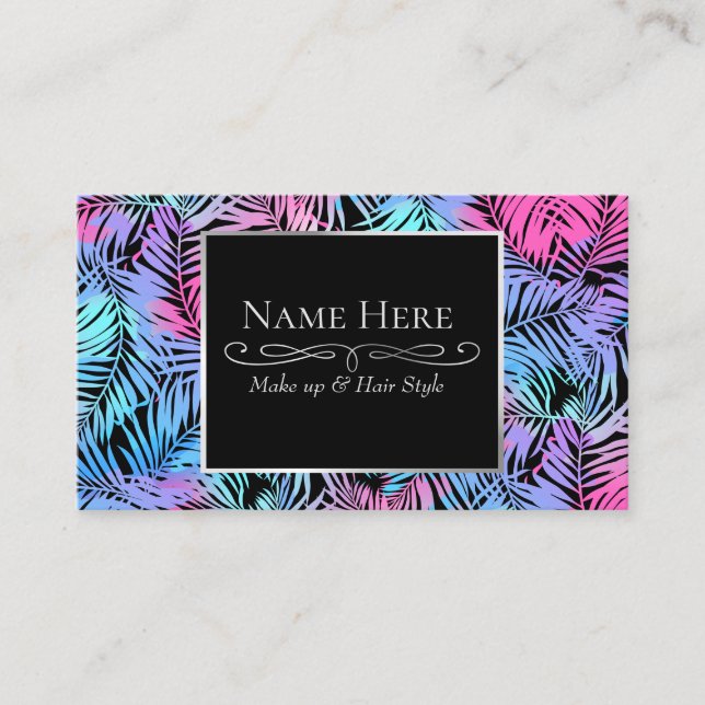 Tropical coloured palms business card (Front)