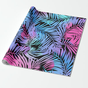 Tropical coloured palms wrapping paper