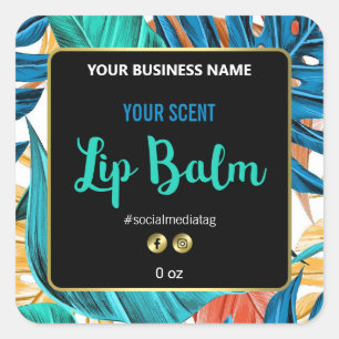Tropical Colourful And Black Lip Balm Labels